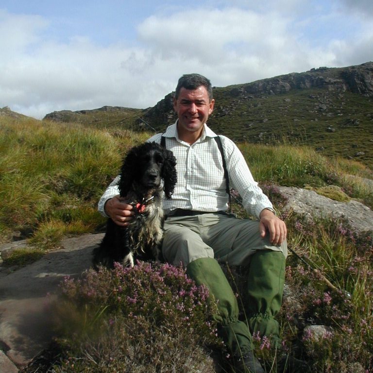 Country sports guest with dog